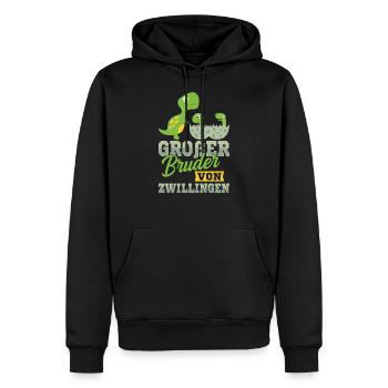 Großer Bruder von Zwillingen Dinosaurier 2021 - Männer Premium Bio Hoodie - Schwarz - Vorne - Nico (187cm)