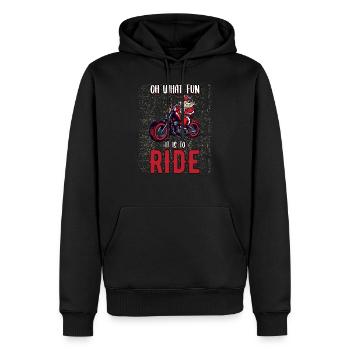 Weinachten Motorradfahrer Santa Claus Biker - Männer Premium Bio Hoodie - Schwarz - Vorne - Nico (187cm)