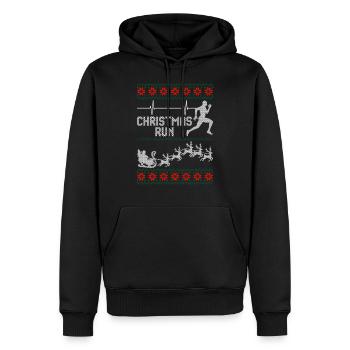 Course de noël christmas run running runner ugly - Sweat à capuche Premium bio Homme - noir - Devant - Nico (187cm)