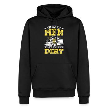 Conducteur de pelle disant cadeau - Sweat à capuche Premium bio Homme - noir - Devant - Nico (187cm)