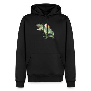 Père Noël T Rex et cobayes - Sweat à capuche Premium bio Homme - noir - Devant - Nico (187cm)
