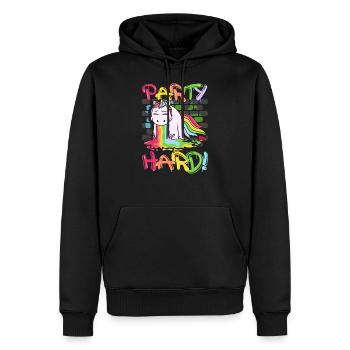 Kotzendes Einhorn Party Hard Sauf Saufen Geschenk - Männer Premium Bio Hoodie - Schwarz - Vorne - Nico (187cm)