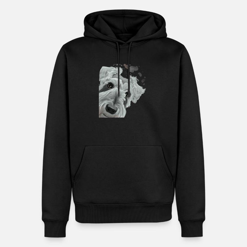 Neugieriger Schnauzer Hund - Männer Premium Bio Hoodie - Schwarz