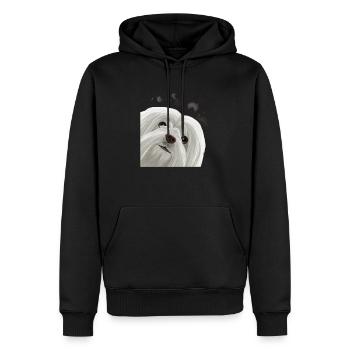 Chien maltais curieux - Sweat à capuche Premium bio Homme - noir - Devant - Nico (187cm)