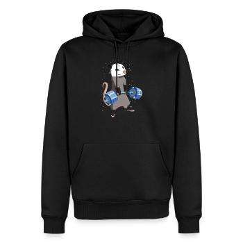 Culturisme Le levage croisé Opossum - Sweat à capuche Premium bio Homme - noir - Devant - Nico (187cm)