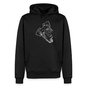 Chien museau curieux - Sweat à capuche Premium bio Homme - noir - Devant - Nico (187cm)