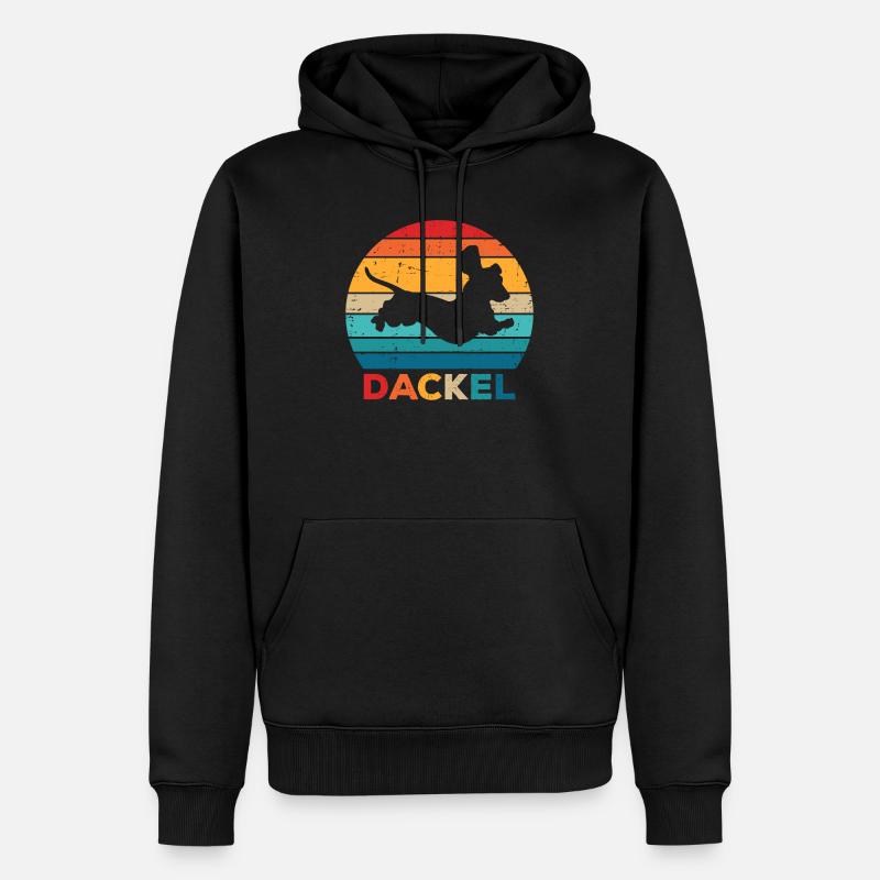 Teckel vintage rétro chien teckel chien propriétaire de chien - Sweat à capuche Premium bio Homme - noir
