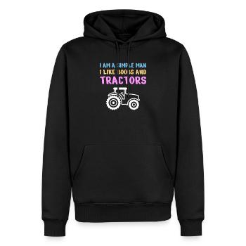 TRACTEURS / VIE À LA FERME / VIE À LA PAYS: Homme simple - Sweat à capuche Premium bio Homme - noir - Devant - Nico (187cm)