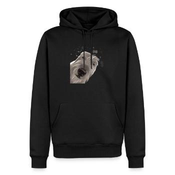 Chien loup irlandais curieux - Sweat à capuche Premium bio Homme - noir - Devant - Nico (187cm)