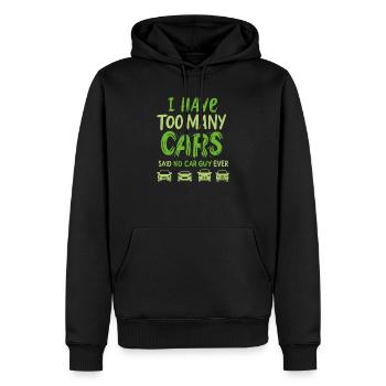 CAR GUY: Trop de voitures - Sweat à capuche Premium bio Homme - noir - Devant - Nico (187cm)