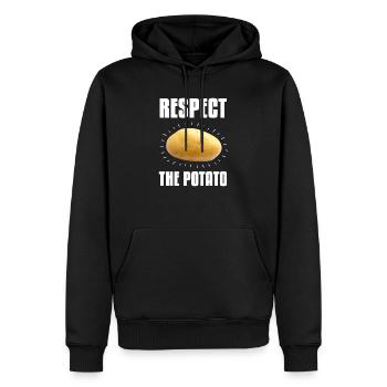 Respectez la pomme de terre Vegan Potato Fun - Sweat à capuche Premium bio Homme - noir - Devant - Nico (187cm)