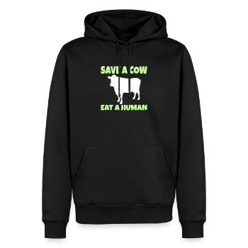 Vegan Vegetarian: Save a Cow eat a Human - Männer Premium Bio Hoodie - Schwarz - Vorne - Nico (187cm)