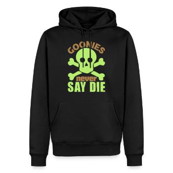 Goonies never say die - Männer Premium Bio Hoodie - Schwarz - Vorne - Nico (187cm)