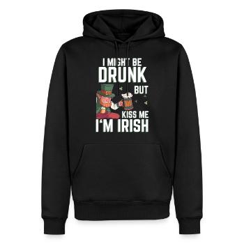 St Patricks Day Spruch Kiss me Im Irish Leprechaun - Männer Premium Bio Hoodie - Schwarz - Vorne - Nico (187cm)