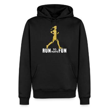 Run to have fun |Geschenk für Läuferin - Männer Premium Bio Hoodie - Schwarz - Vorne - Nico (187cm)
