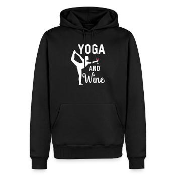 Le yoga et le vin : des vêtements amusants - Sweat à capuche Premium bio Homme - noir - Devant - Nico (187cm)