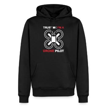 Drôle de pilote de drone - Sweat à capuche Premium bio Homme - noir - Devant - Nico (187cm)