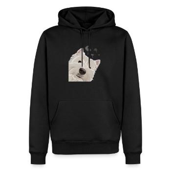 Neugieriger West Highland White Terrier Hund - Männer Premium Bio Hoodie - Schwarz - Vorne - Nico (187cm)