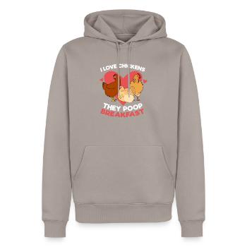 Ich Liebe Hühner Die Kacken Frühstück - Männer Premium Bio Hoodie - Taupe - Vorne - Nico (187cm)