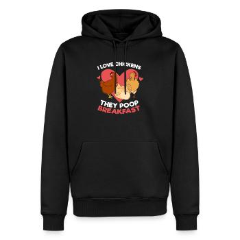 I love chickens the poop breakfast - Men’s Premium Organic Hoodie - black - Front - Nico (187cm)