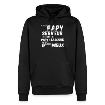 Un papy serveur comme un papy classique cadeau - Sweat à capuche Premium bio Homme - noir - Devant - Nico (187cm)