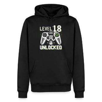 18. Geburtstag Level 18 Gamer Geschenk - Männer Premium Bio Hoodie - Schwarz - Vorne - Nico (187cm)