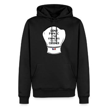 Pas de panique je suis français et je sais cuisi.. - Sweat à capuche Premium bio Homme - noir - Devant - Nico (187cm)