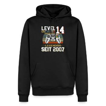 14. Geburtstag Gamer Level 14 Unlocked - Männer Premium Bio Hoodie - Schwarz - Vorne - Nico (187cm)
