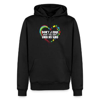 Ne jugez pas ce que vous ne comprenez pas l’autisme - Sweat à capuche Premium bio Homme - noir - Devant - Nico (187cm)