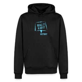 HISTORY HISTORIAN : Really Again History - Männer Premium Bio Hoodie - Schwarz - Vorne - Nico (187cm)
