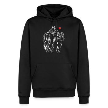 Chevaux filles amour cavalière - Sweat à capuche Premium bio Homme - noir - Devant - Nico (187cm)