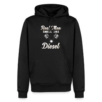 DIESEL MECHANIC/TRUCKER real men smell like diesel - Sweat à capuche Premium bio Homme - noir - Devant - Nico (187cm)