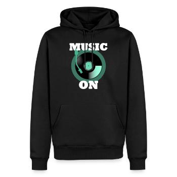 musique phonographe - Sweat à capuche Premium bio Homme - noir - Devant - Nico (187cm)
