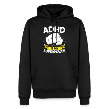 ADHD Is My Superpower Embrace Neurodiversity - Men’s Premium Organic Hoodie - black - Front - Nico (187cm)