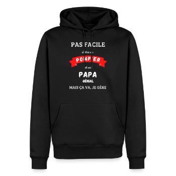 Pompier et papa génial - Sweat à capuche Premium bio Homme - noir - Devant - Nico (187cm)