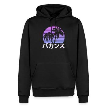 Vaporwave ästhetische tropischen Baum Urlaub Kanji - Männer Premium Bio Hoodie - Schwarz - Vorne - Nico (187cm)