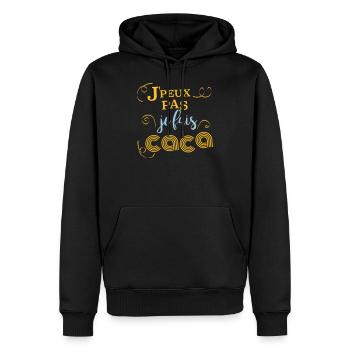 J'peux pas je fais caca - Sweat à capuche Premium bio Homme - noir - Devant - Nico (187cm)