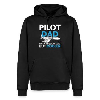 Papa pilote Co-pilote Aviator Airplane Fathers Day - Sweat à capuche Premium bio Homme - noir - Devant - Nico (187cm)