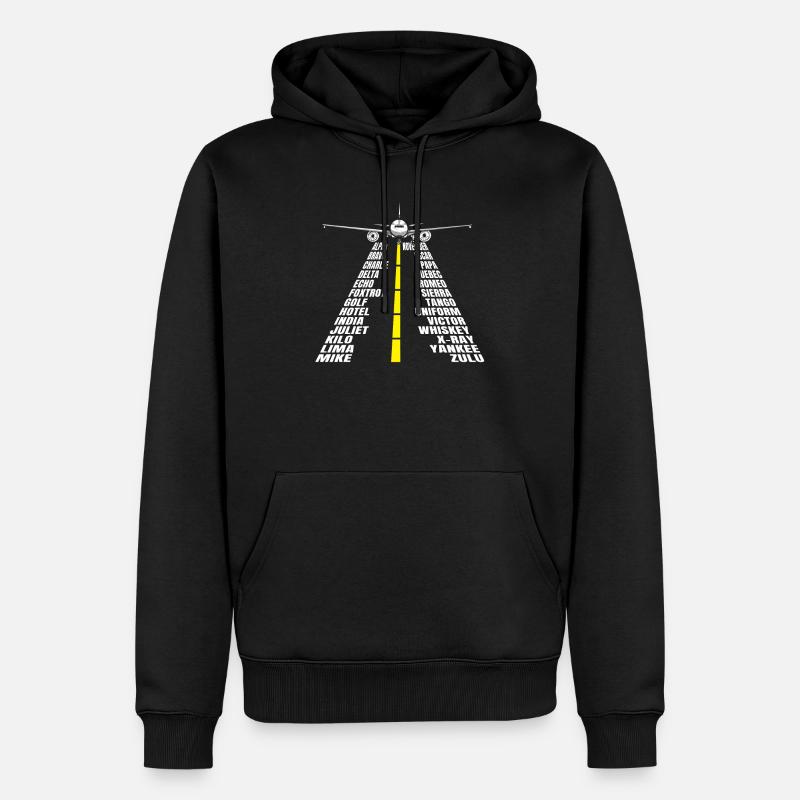 Phonetische Alphabet Flugzeug Pilot Aviator Flugzeug - Männer Premium Bio Hoodie - Schwarz