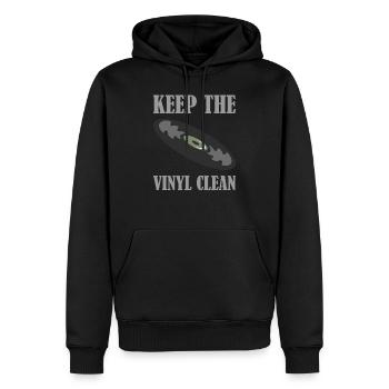 Disque keep the vinyle clean - Sweat à capuche Premium bio Homme - noir - Devant - Nico (187cm)