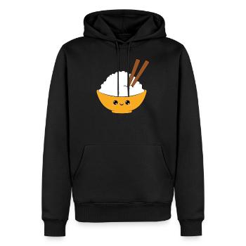 cute rice bowl, sweet rice teller, delicious, smiling - Men’s Premium Organic Hoodie - black - Front - Nico (187cm)