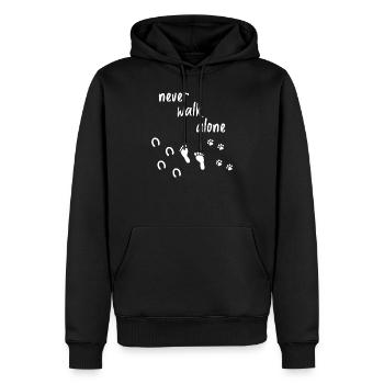 Never walk alone chien chien promenade va équitation - Sweat à capuche Premium bio Homme - noir - Devant - Nico (187cm)