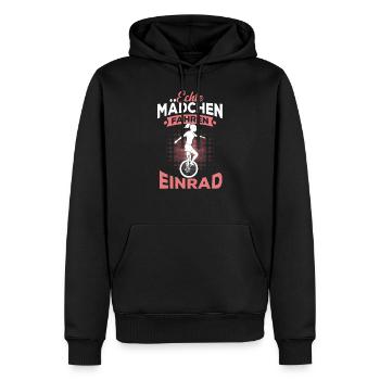 Echte Mädchen fahren Einrad Spruch - Männer Premium Bio Hoodie - Schwarz - Vorne - Nico (187cm)
