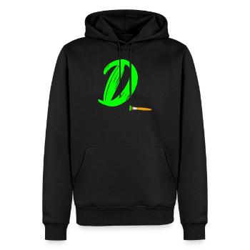 brush vert d - Sweat à capuche Premium bio Homme - noir - Devant - Nico (187cm)