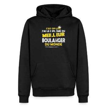 Boulanger - Sweat à capuche Premium bio Homme - noir - Devant - Nico (187cm)