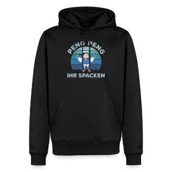 Moin Peng Peng Ihr Spacken Möwe Norddeutschland - Männer Premium Bio Hoodie - Schwarz - Vorne - Nico (187cm)