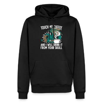 Touch My Coffee Caffeine Addict Dragon Mythique - Sweat à capuche Premium bio Homme - noir - Devant - Nico (187cm)