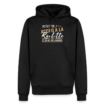 Raclette - Sweat à capuche Premium bio Homme - noir - Devant - Nico (187cm)