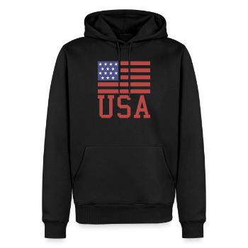 Drapeau américain - Sweat à capuche Premium bio Homme - noir - Devant - Nico (187cm)