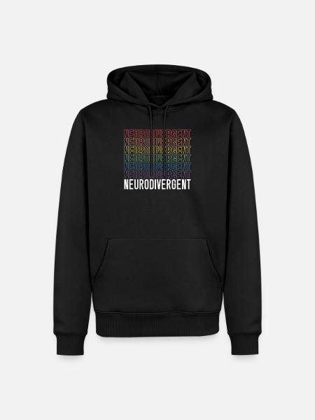 Neurodivergente Neurodiversità Rainbow ADHD ASD - Felpa con cappuccio ecologica premium da uomo - nero